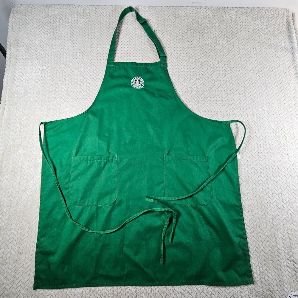 Starbucks Coffee Barista Green Apron Embroidered Logo Pockets 191321 Mens Womens